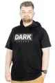 Büyük Beden T-Shirt Kapşonlu Dark 22176 Siyah SIYAH