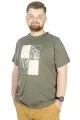 Büyük Beden T-Shirt Bis Yaka Statue 22188 Haki HAKI