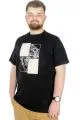 Büyük Beden T-Shirt Bis Yaka Statue 22188 Siyah SIYAH