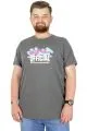 Büyük Beden T-Shirt Bis Yaka Man Official 22192 Antramelanj ANTRASIT