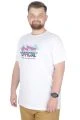Büyük Beden T-Shirt Bis Yaka Man Official 22192 Beyaz