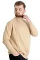 Big Size Mens knitwear Balıkçı Collar 22205 Beige