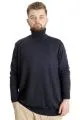 Big Size Mens knitwear Balıkçı Collar 22205 Dark Navy Blue