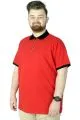 Büyük Beden T-Shirt Polo Printed Zipper 22319 Kırmızı KIRMIZI