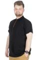 Büyük Beden T-Shirt Polo Printed Zipper 22319 Siyah