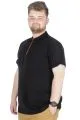 Büyük Beden T-Shirt Polo Printed Zipper 22319 Siyah SIYAH
