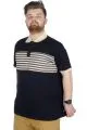 Büyük Beden T-Shirt Polo Striped 22325 Lacivert LACIVERT