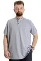 Big Size Mens T-Shirt Henley MD LOGO 22326 Grey Melange