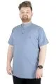 Büyük Beden T-Shirt Hakim Yaka MD Logo 22326 Mavi MAVI