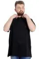 Büyük Beden Erkek T-shirt Hakim Yaka MD LOGO 22326 Siyah SIYAH