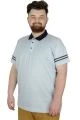Büyük Beden T-Shirt Polo Sleeve Striped 22336 Mavi