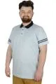 Büyük Beden T-Shirt Polo Sleeve Striped 22336 Mavi MAVI