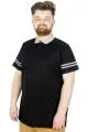 Büyük Beden T-Shirt Polo Sleeve Striped 22336 Siyah SIYAH
