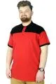 Büyük Beden T-Shirt Polo Double Color 22337 Kırmızı KIRMIZI