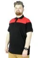 Büyük Beden T-Shirt Polo Double Color 22337 Siyah-Kırmızı