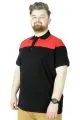 Büyük Beden T-Shirt Polo Double Color 22337 Siyah-Kırmızı SIYAH
