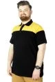 Büyük Beden T-Shirt Polo Double Color 22337 Siyah-Hardal