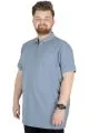Büyük Beden T-Shirt Polo Zippered 22340 Mavi MAVI