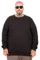 Büyük Beden Erkek Bisiklet Yaka Sweatshirt Basic U22465 Siyah