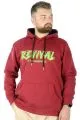 Büyük Beden Erkek Sweatshirt Kapşonlu Kanguru Revival 22545 Bordo