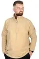 Big Tall Men Sweat Polo Neck Half Zipper Fleece 22548 Beige