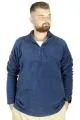 Big Tall Men Sweat Polo Neck Half Zipper Fleece 22548 Indigo