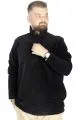 Big Tall Men Sweat Polo Neck Half Zipper Fleece 22548 Black