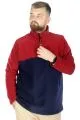 Big Tall Men Sweat Polo Neck Half Zipper Fleece 22552 Burgundy