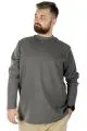 Big Tall Men Long Sleeve Half Fisherman Sweater 22558  Gray Melange