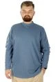 Big Tall Men Long Sleeve Half Fisherman Sweater 22558  Blue