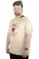 Büyük Beden Tshirt Kapşonlu Act now 22128 Bej BEJ