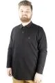Büyük Beden Tshirt Polo Classic U.Kol Nakışlı 22445 Siyah SIYAH