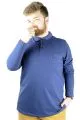 Büyük Beden Tshirt Polo U.Kol Cepli 22446 Indigo INDIGO