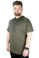 Büyük Beden Tshirt Reglan Kapşonlu 22117 Haki HAKI