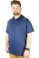 Büyük Beden Tshirt Reglan Kapşonlu 22117 Indigo INDIGO