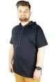 Büyük Beden Tshirt Reglan Kapşonlu 22117 Lacivert LACIVERT