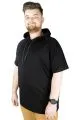 Büyük Beden Tshirt Reglan Kapşonlu 22117 Siyah SIYAH