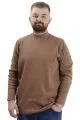 Büyük Beden Uzun Kol Yarım Balıkçı Kazak 22558 Sütlü Kahve [product_color]