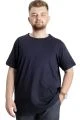Büyük Beden Erkek T-shirt Pis Yaka Basic 23035 Lacivert