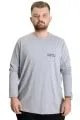 Big Size Mens T-Shirt Long Arm Crew Neck 23099 Grey Melange