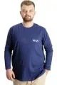 Big Size Mens T-Shirt Long Arm Crew Neck 23099 Indigo