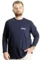 Big Size Mens T-Shirt Long Arm Crew Neck Man 23099 Navy Blue