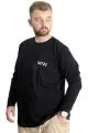 Big Size Mens T-Shirt Long Arm Crew Neck Man 23099 Black