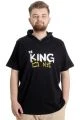 Büyük Beden Erkek T-shirt Kapşonlu THE KING 23121 Siyah
