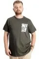 Big Size Mens T-Shirt Bis Collar Authentic 23140 Khaki
