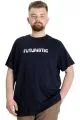 Big Size Mens T-Shirt FUTURISTIC 23142 Navy Blue