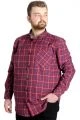 Big Size Men's Plaid Long Sleeved Pocket Shirt 23300 Burgundy