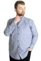 Big Size Men's Plaid Long Sleeved Pocket Shirt 23300 Sand