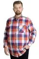 Big Size Men's Plaid Long Sleeved Pocket Shirt 23300 Orange