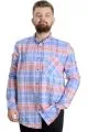 Big Size Mens Shirt Ekose Long Armlu 23300 Pudra